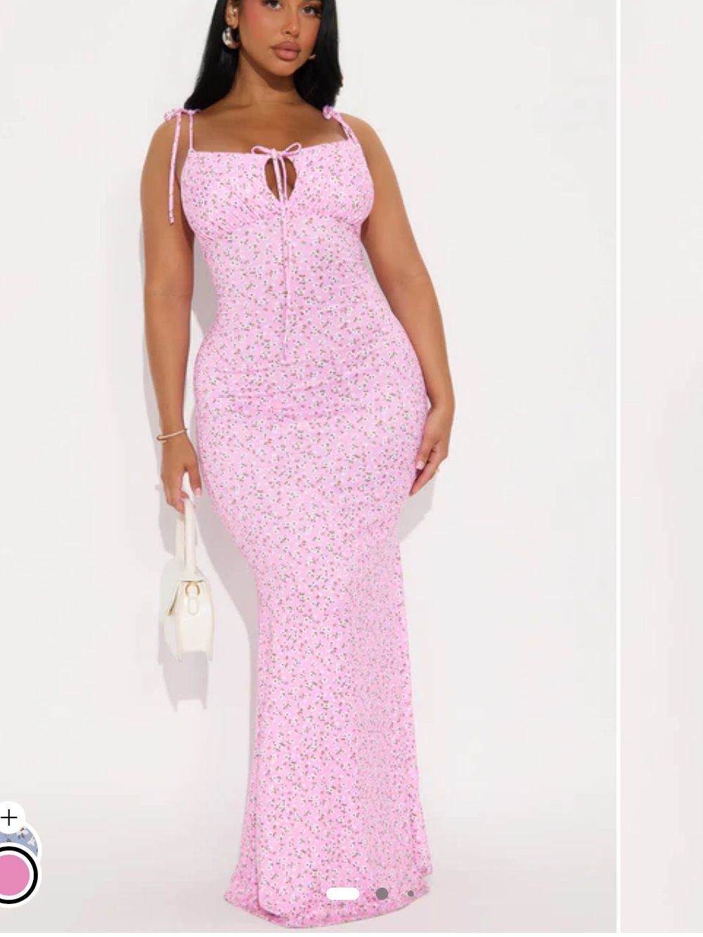 Fashion Nova Pink Floral Tie-Front Maxi Dress